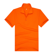 橘红色夏季员工翻领T恤衫工服（现货可印logo图案）